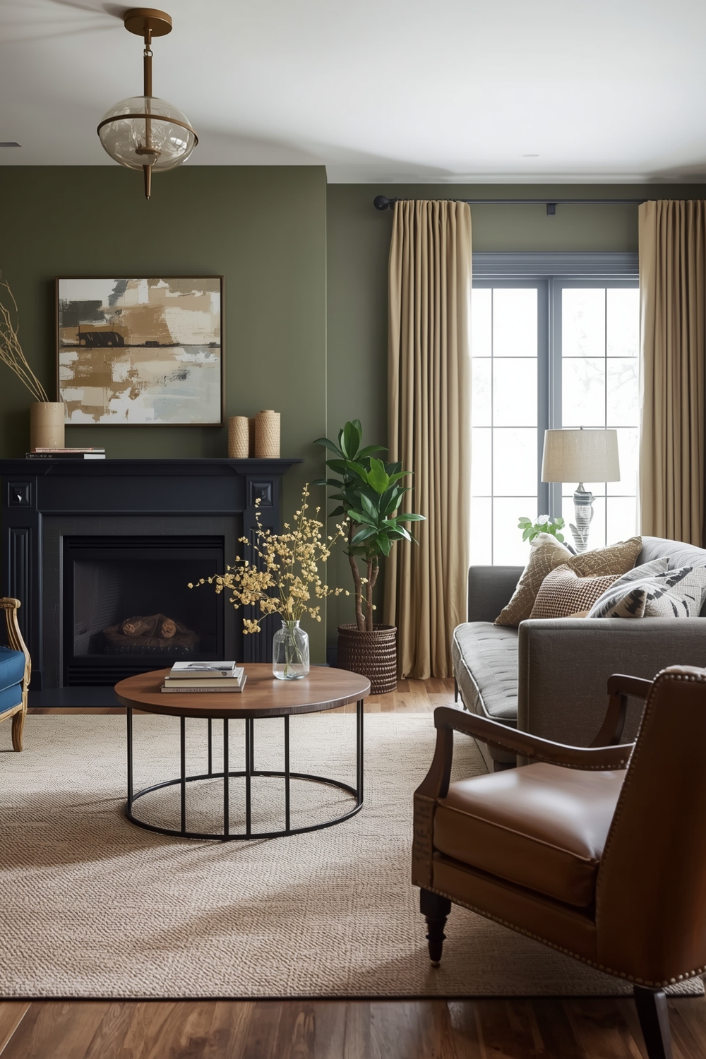 Cozy Olive Green Living Room Design Galleries