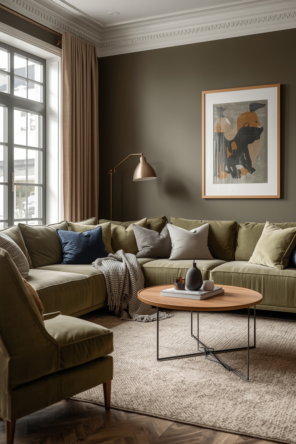 Cozy Olive Green Living Room Layout Concepts