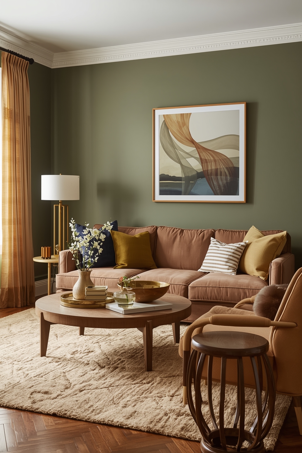 Cozy Olive Green Living Room Layout Examples