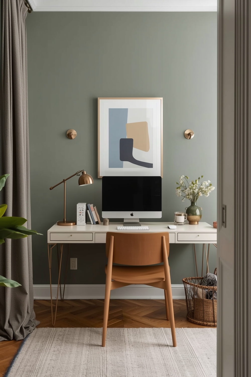 Cozy Sage Green Bedroom Workspace Examples