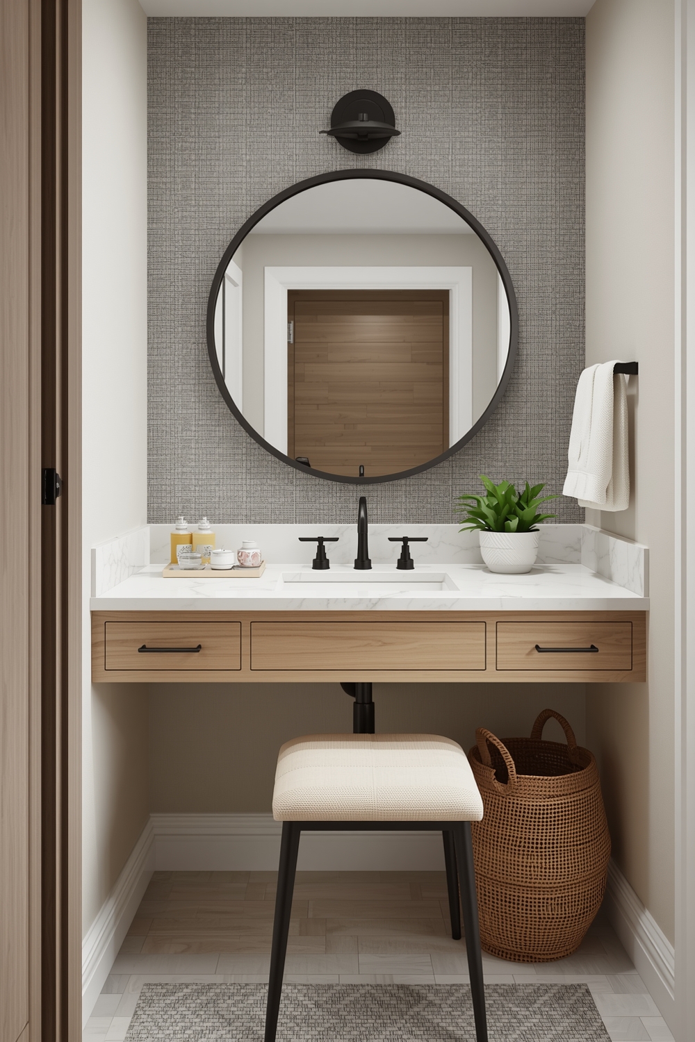 Functional Bathroom Mirror Workspace Plans