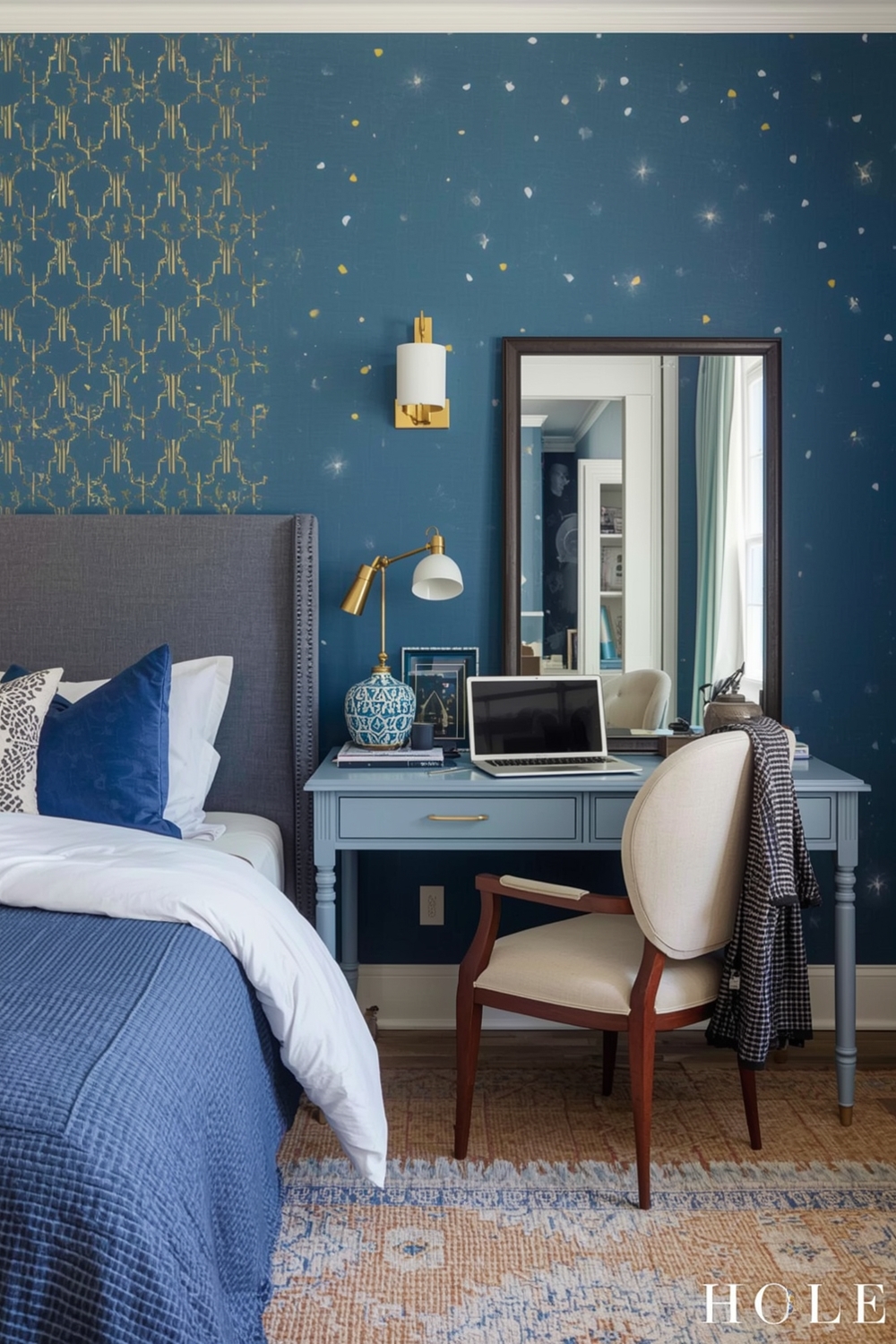 Functional Blue Bedroom Workspace Ideas