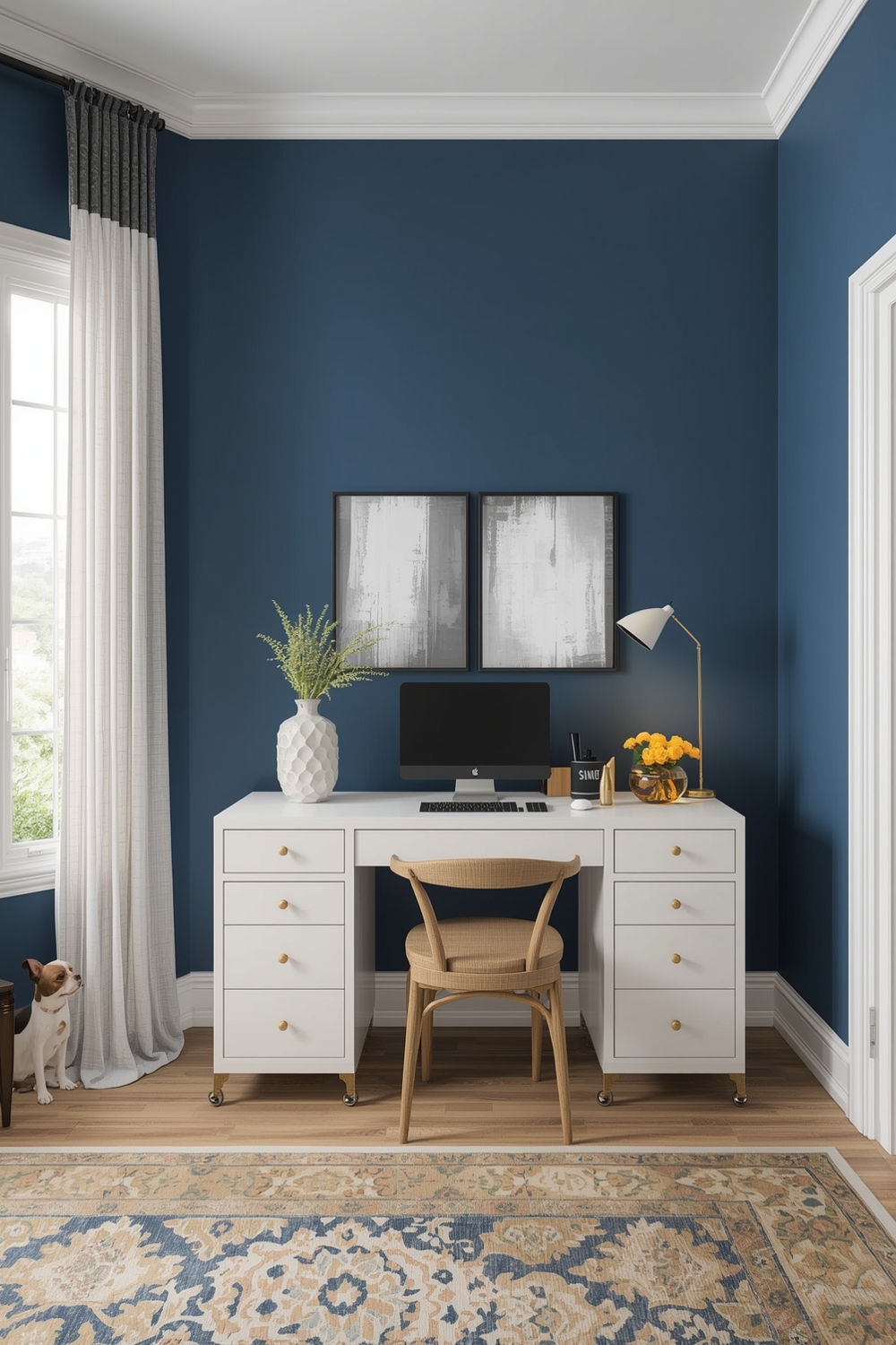 Functional Blue Bedroom Workspace Plans