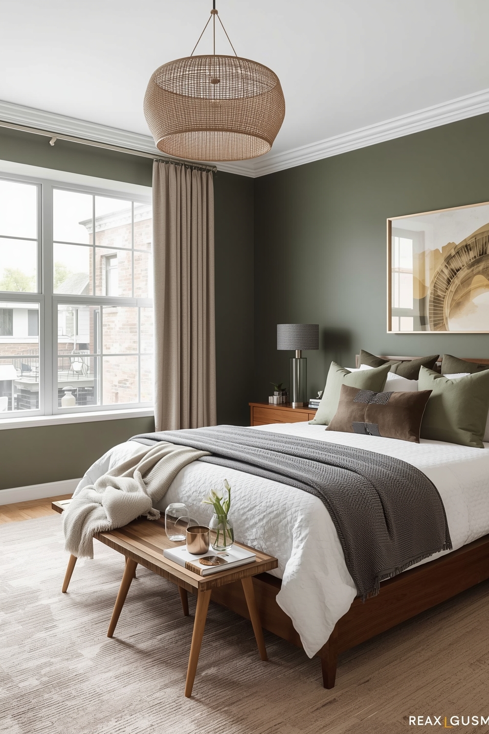 Functional Olive Green Bedroom Layout Examples