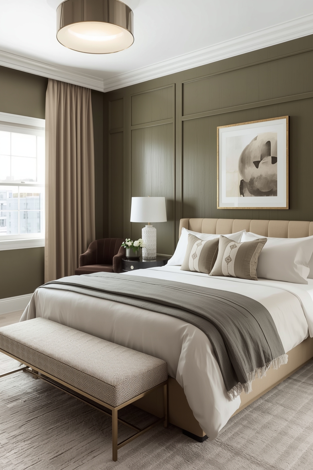 Functional Olive Green Bedroom Layout Plans