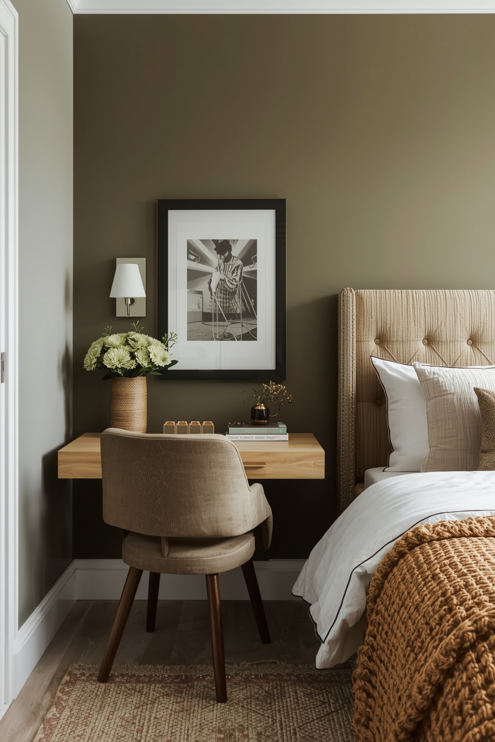 Functional Olive Green Bedroom Workspace Concepts