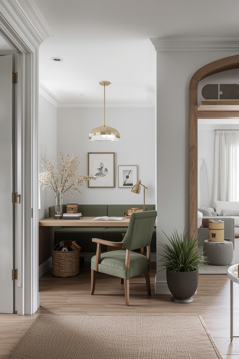 Functional Olive Green Bedroom Workspace Plans