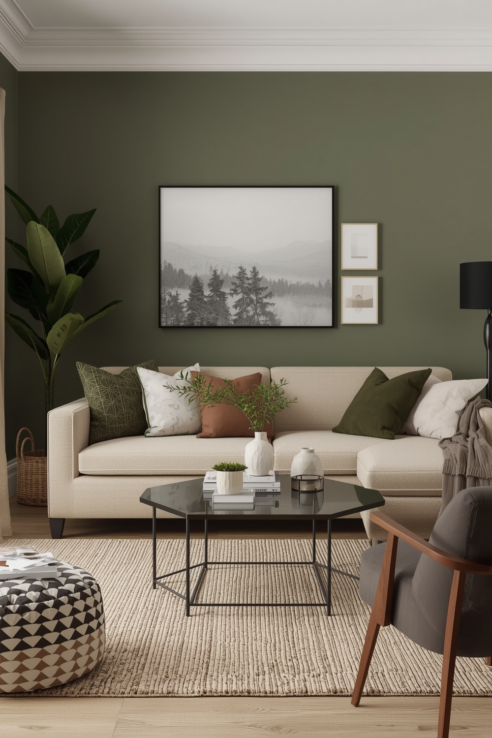 Functional Olive Green Living Room Layout Examples