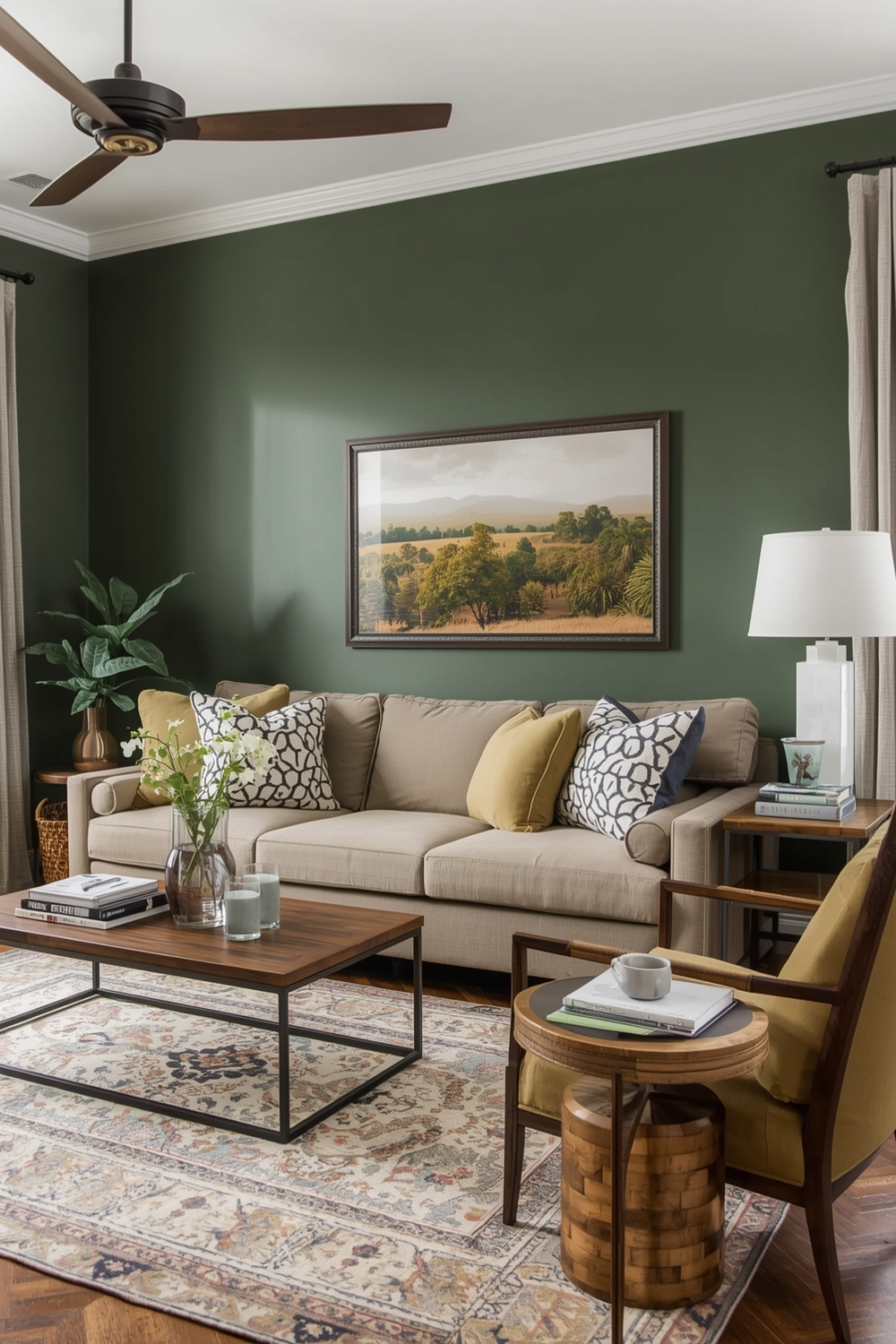 Functional Olive Green Living Room Layout Plans