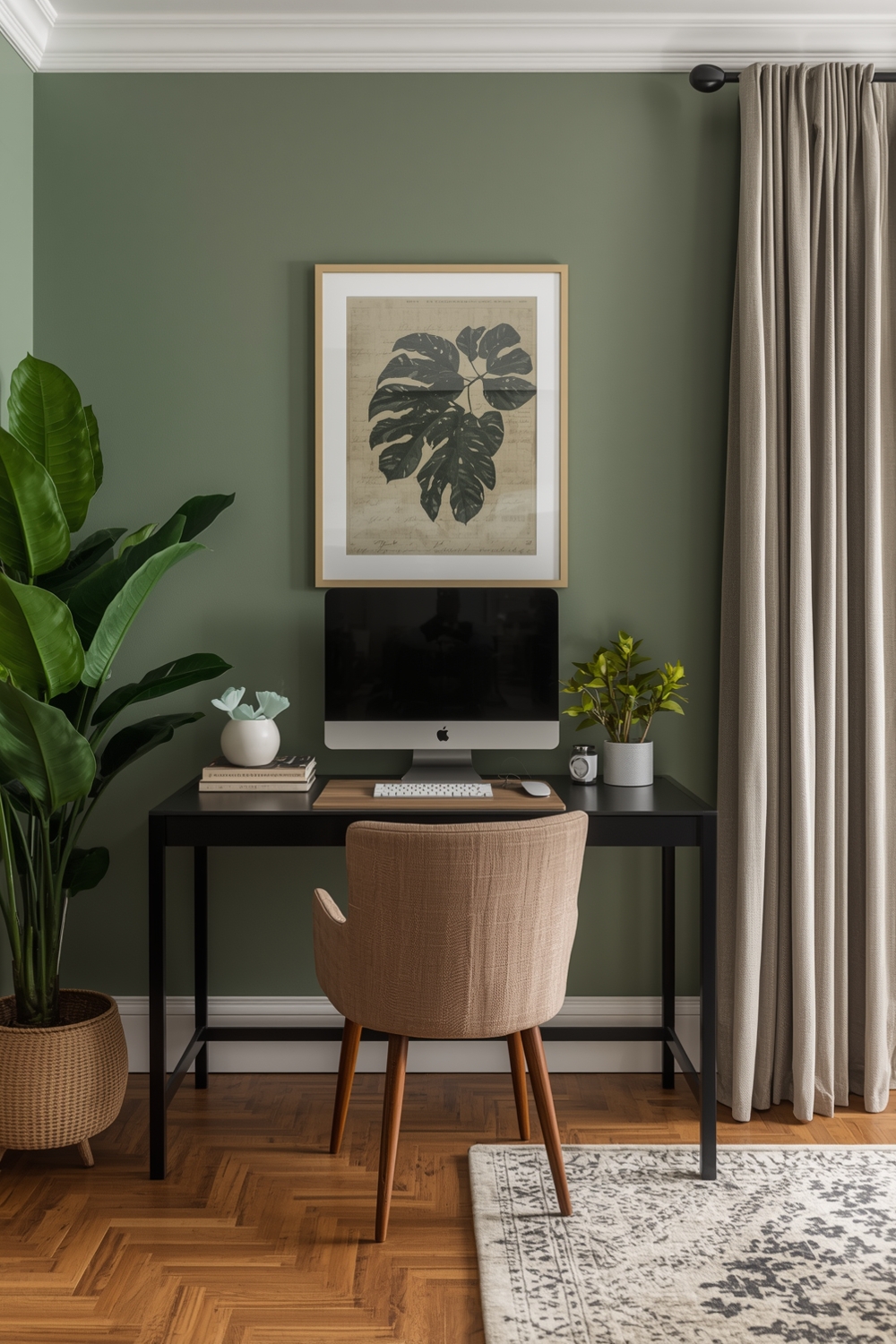 Functional Sage Green Living Room Workspace Concepts