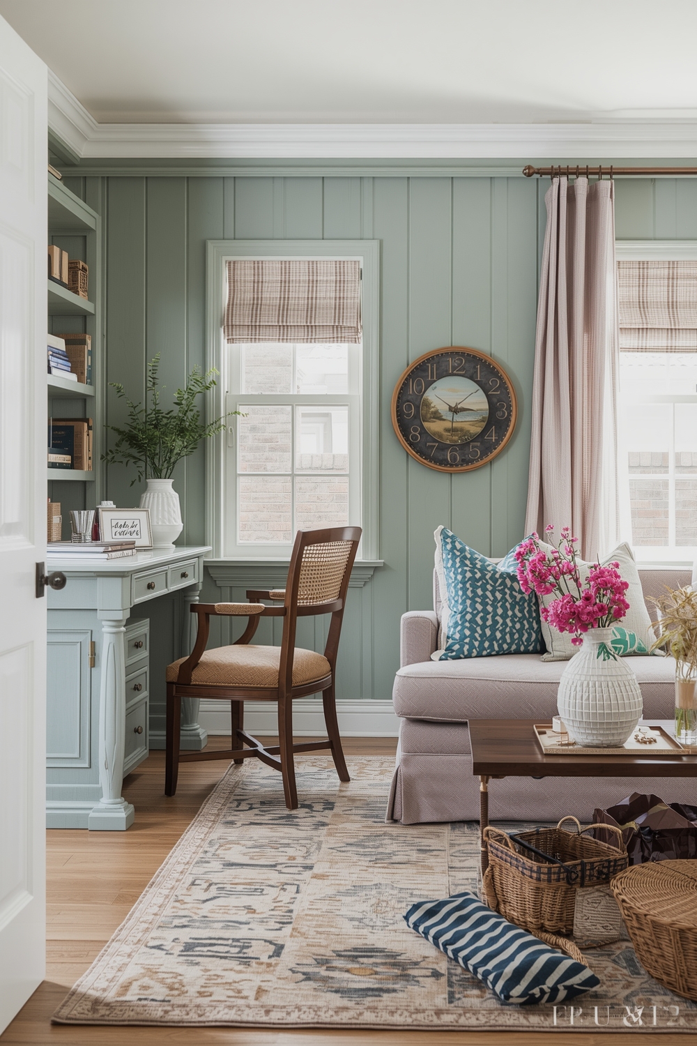 Functional Sage Green Living Room Workspace Plans