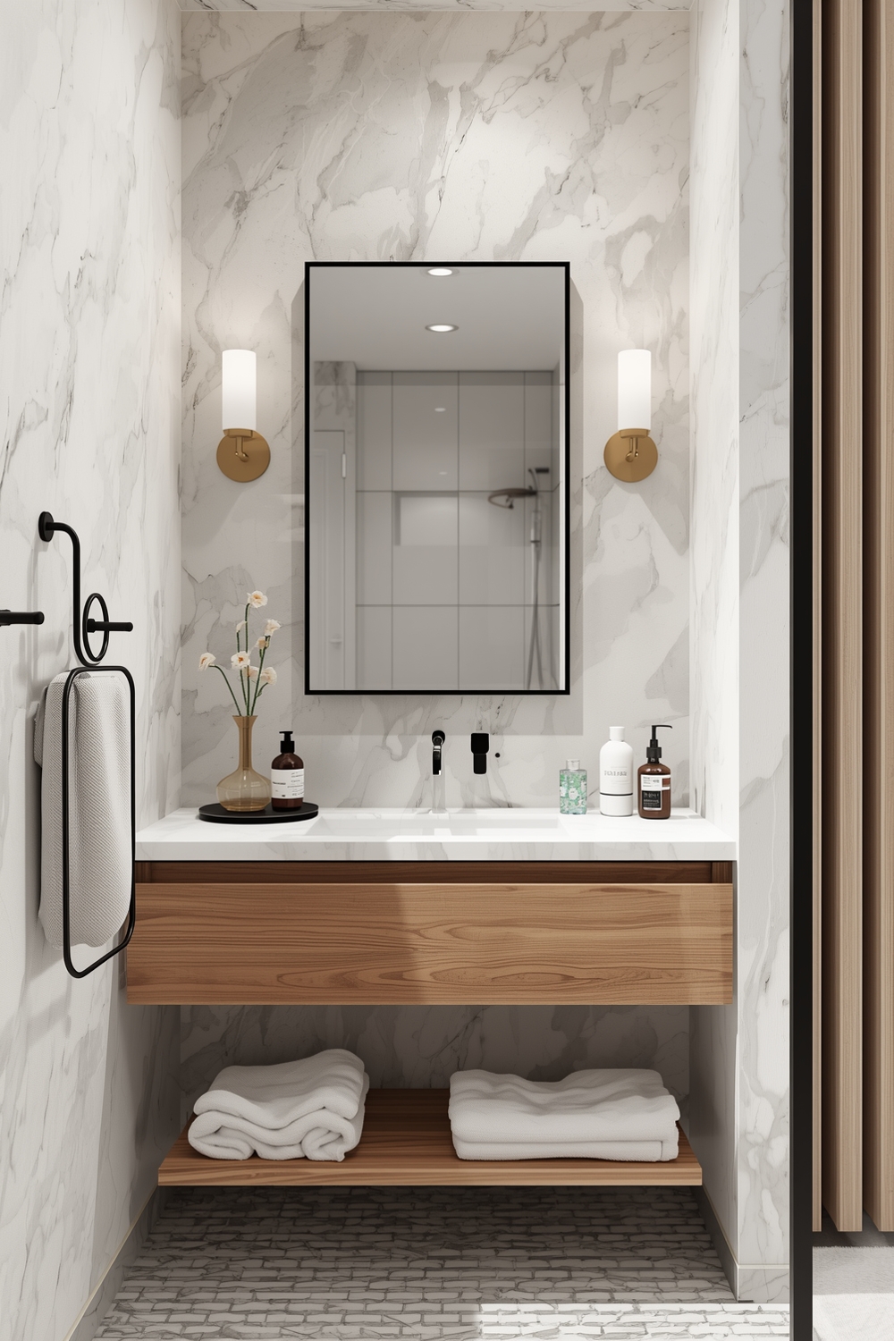 Minimalist Bathroom Mirror Layout Concept Examples