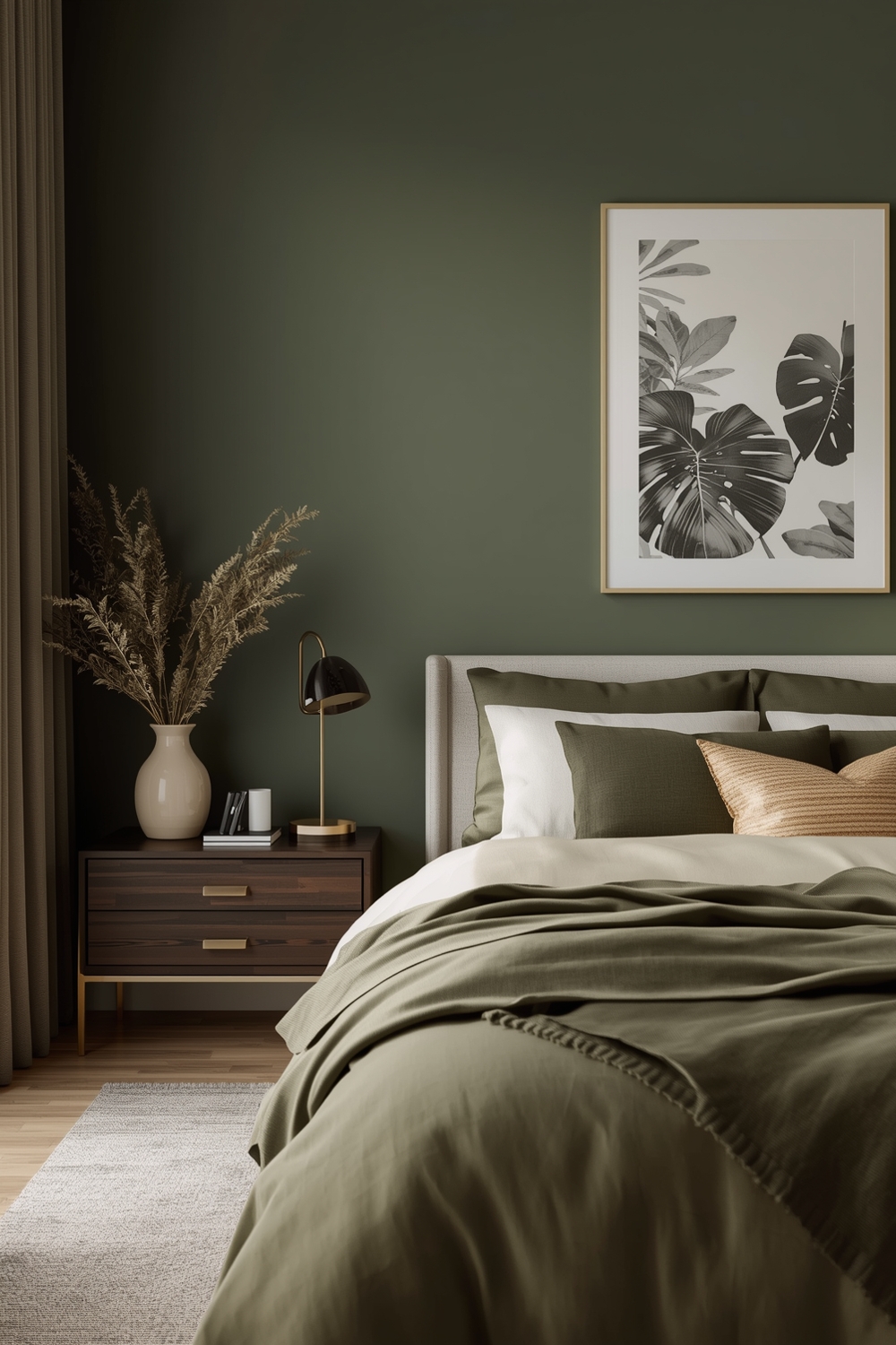 Minimalist Olive Green Bedroom Layout Concept Examples