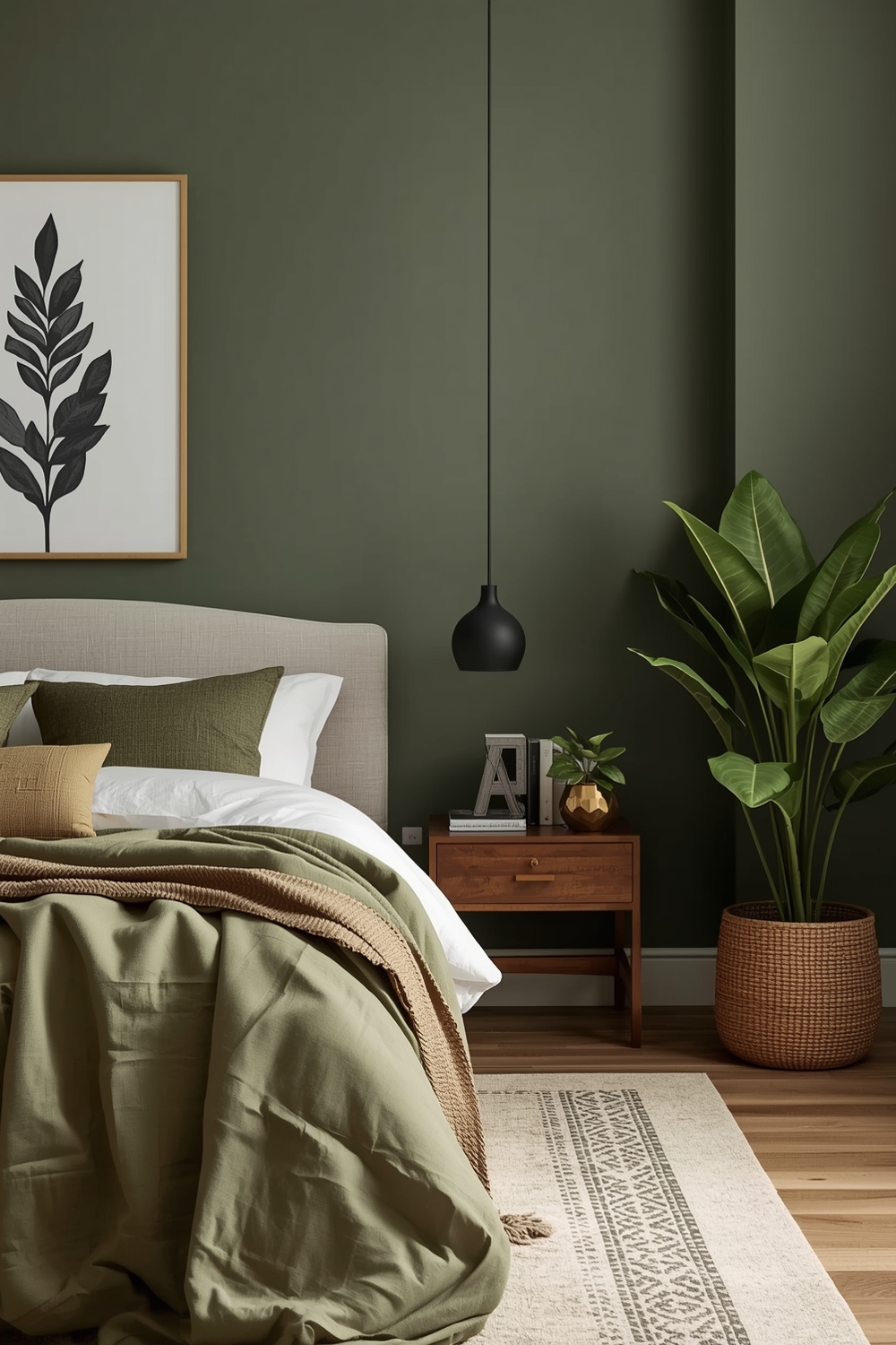 Minimalist Olive Green Bedroom Layout Concept Guides
