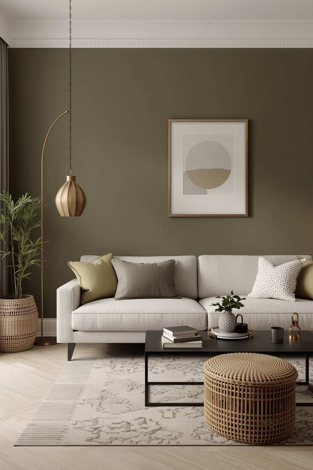 Minimalist Olive Green Living Room Layout Concept Guides