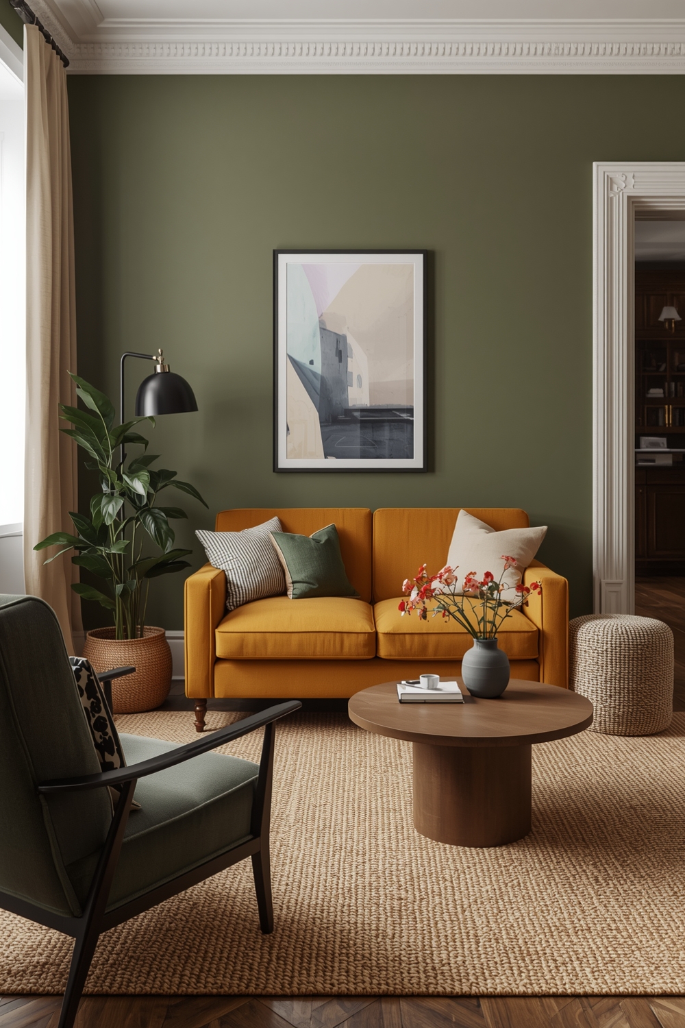 Minimalist Olive Green Living Room Layout Inspirations