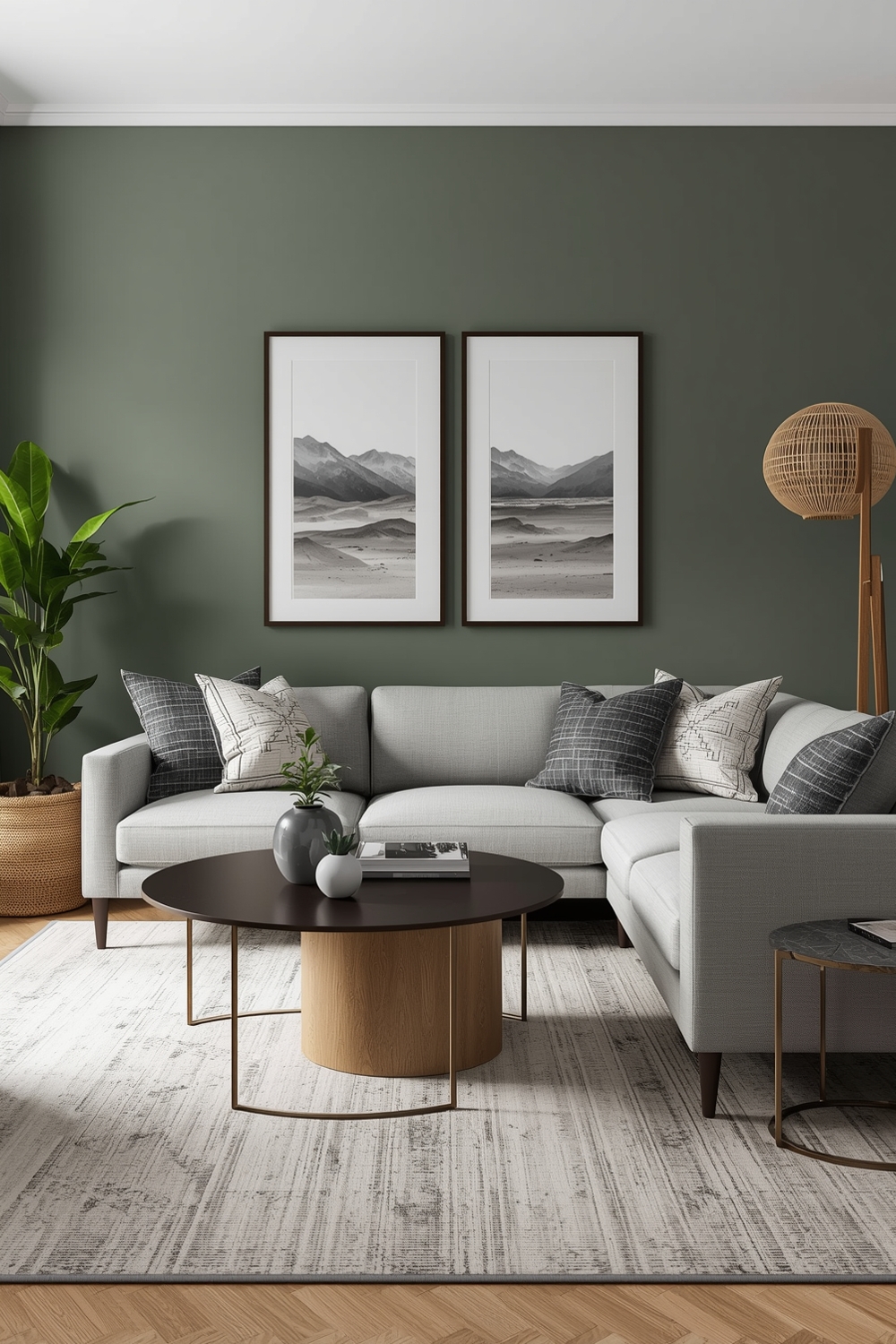 Minimalist Sage Green Living Room Layout Concept Examples