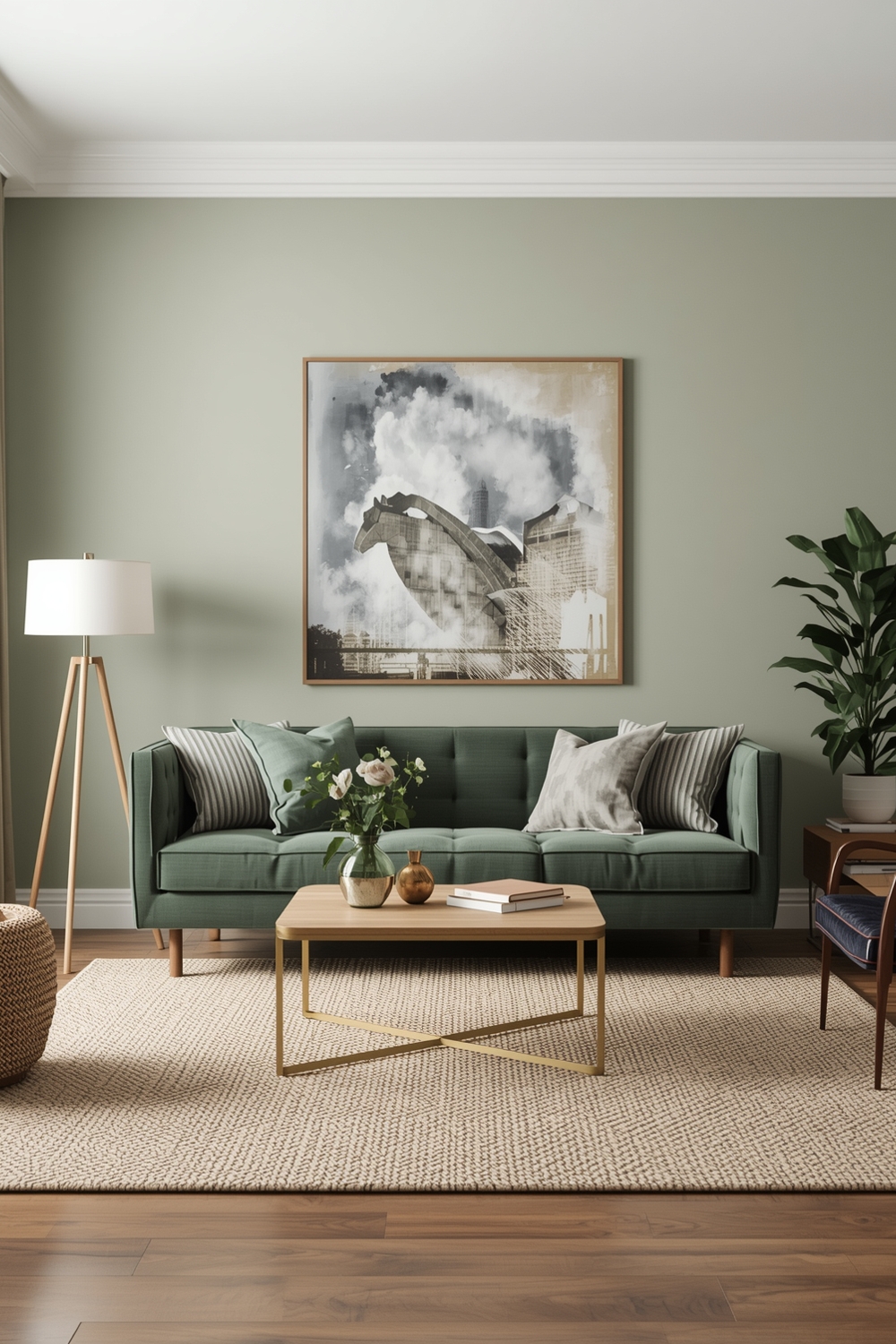 Minimalist Sage Green Living Room Layout Concept Guides