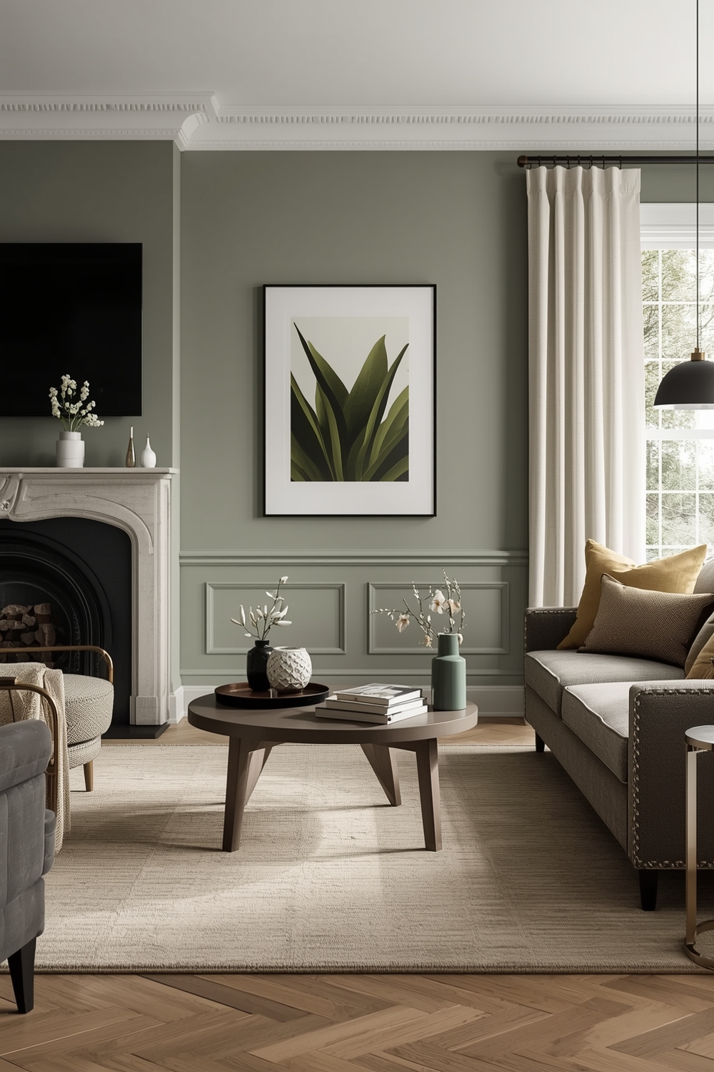 Minimalist Sage Green Living Room Layout Inspirations