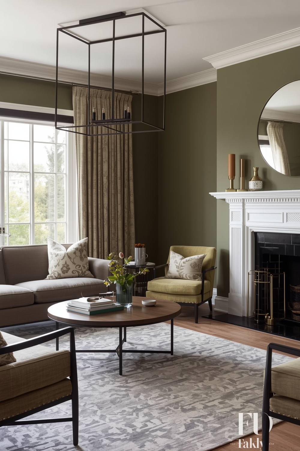 Modern Olive Green Living Room Design Examples