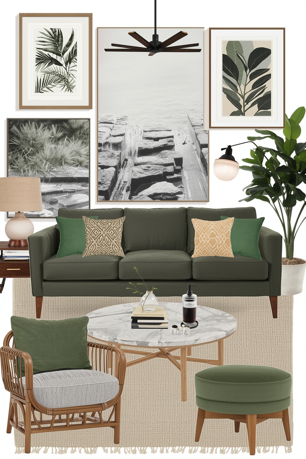 Modern Sage Green Living Room Idea Boards