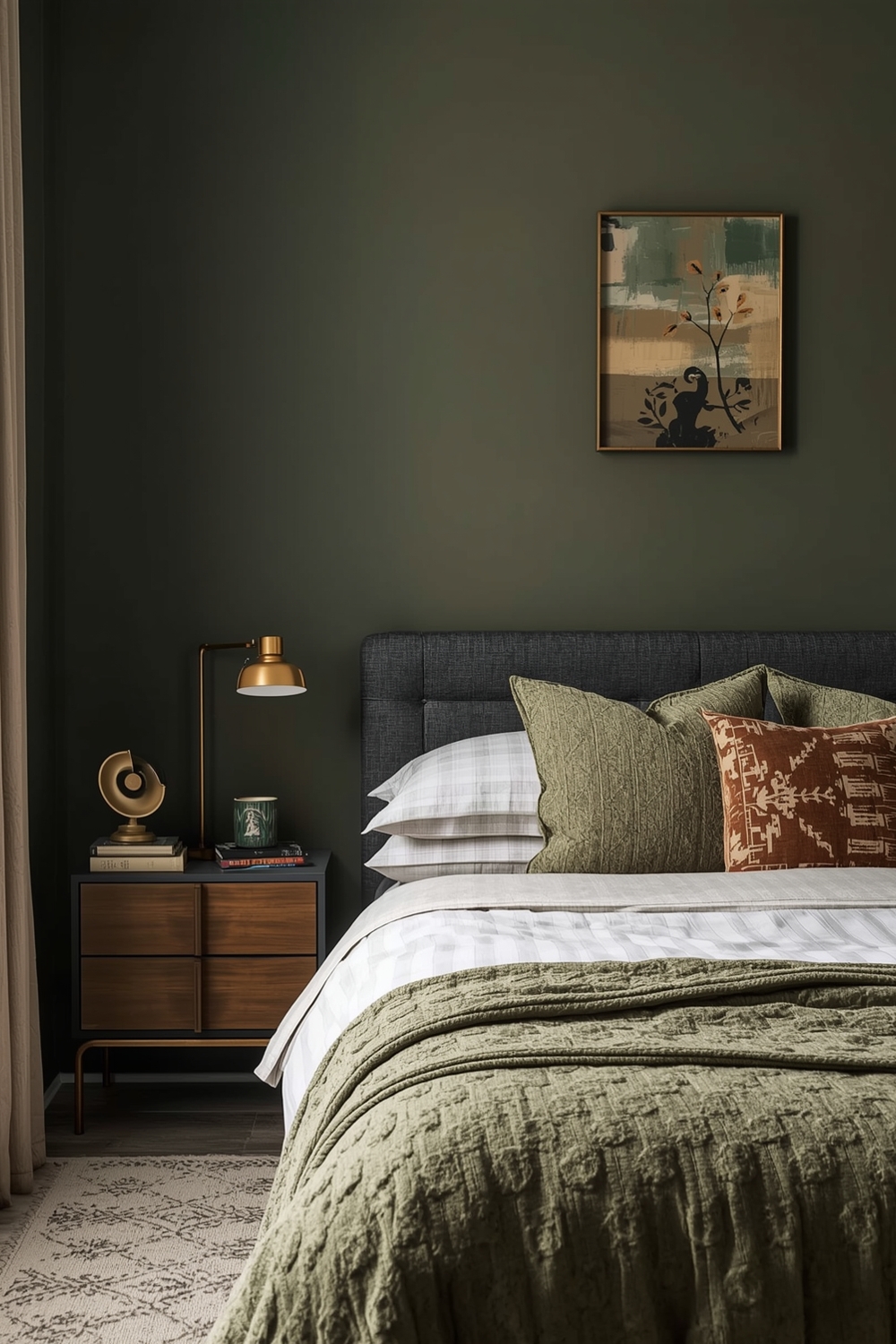 Olive Green Bedroom Accent Feature Ideas