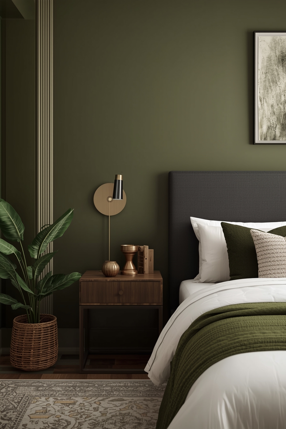 Olive Green Bedroom Color Accent Inspirations