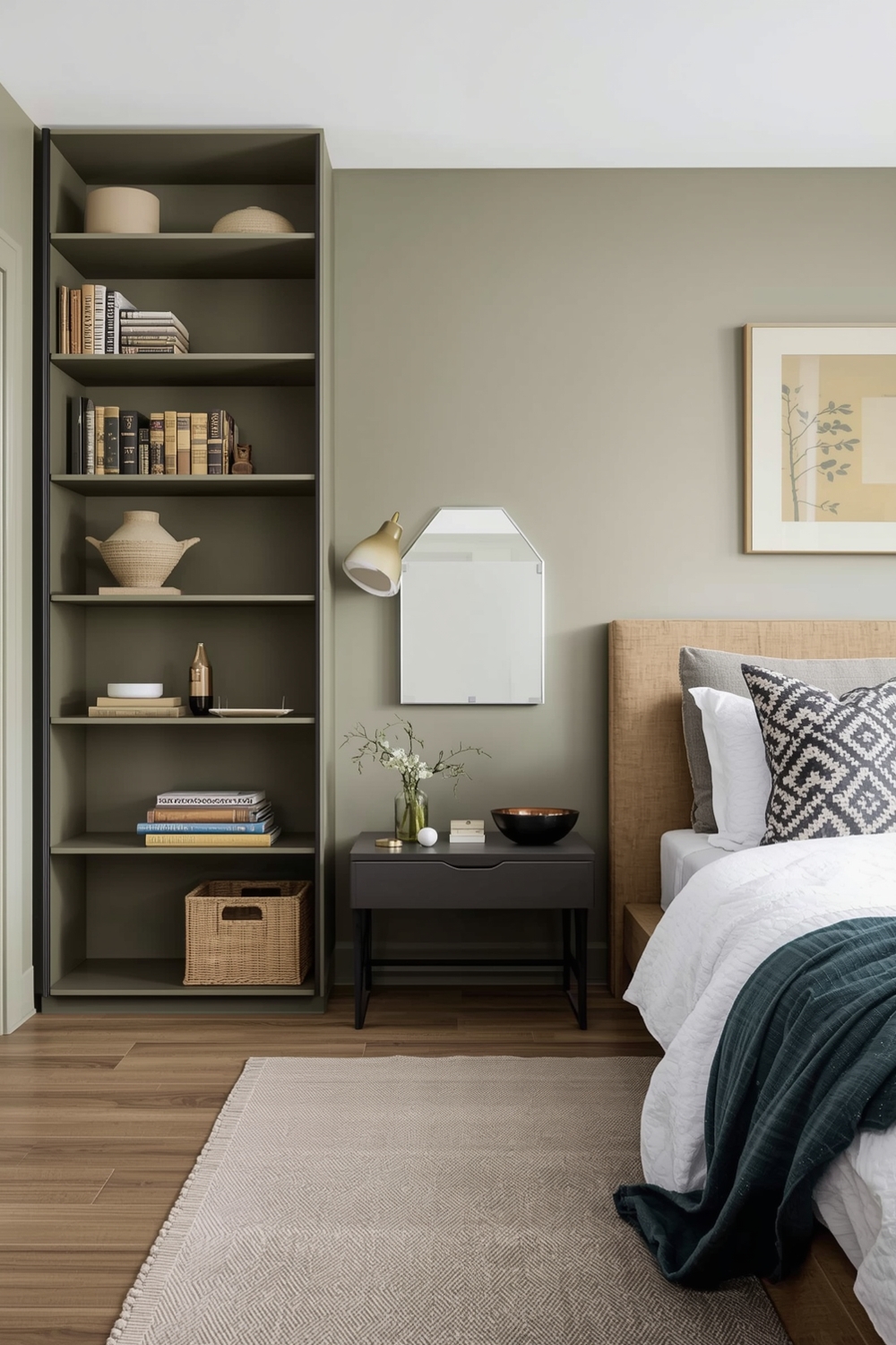 Olive Green Bedroom Storage Solution Ideas