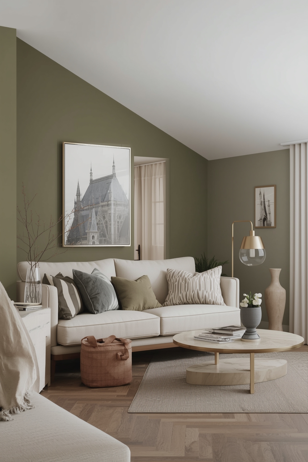 Olive Green Living Room Accent Wall Ideas