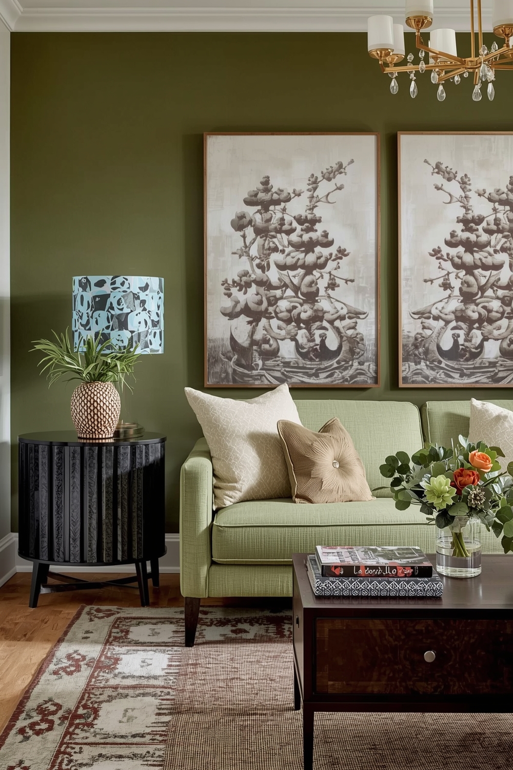Olive Green Living Room Color Accent Inspirations