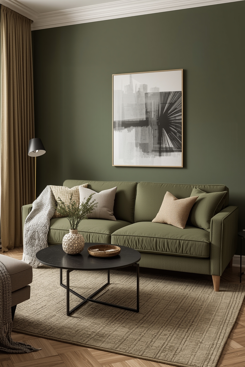 Olive Green Living Room Decor Layout Examples