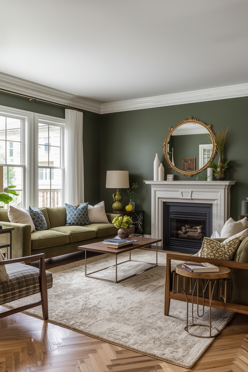 Olive Green Living Room Design Galleries for Modern Homes