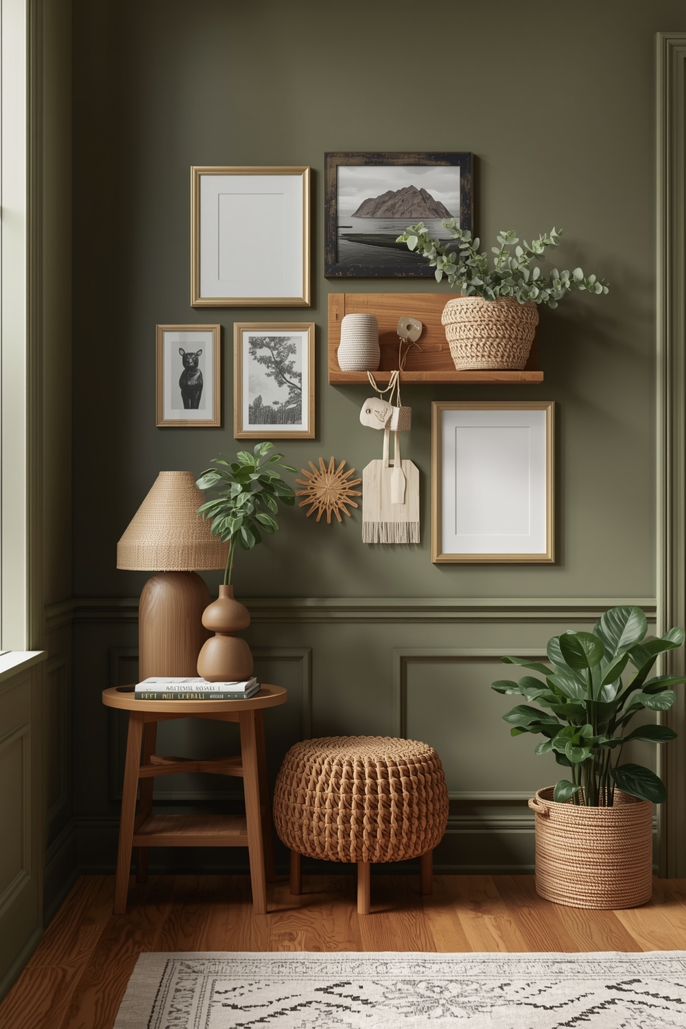 Olive Green Living Room Storage Solution Boards