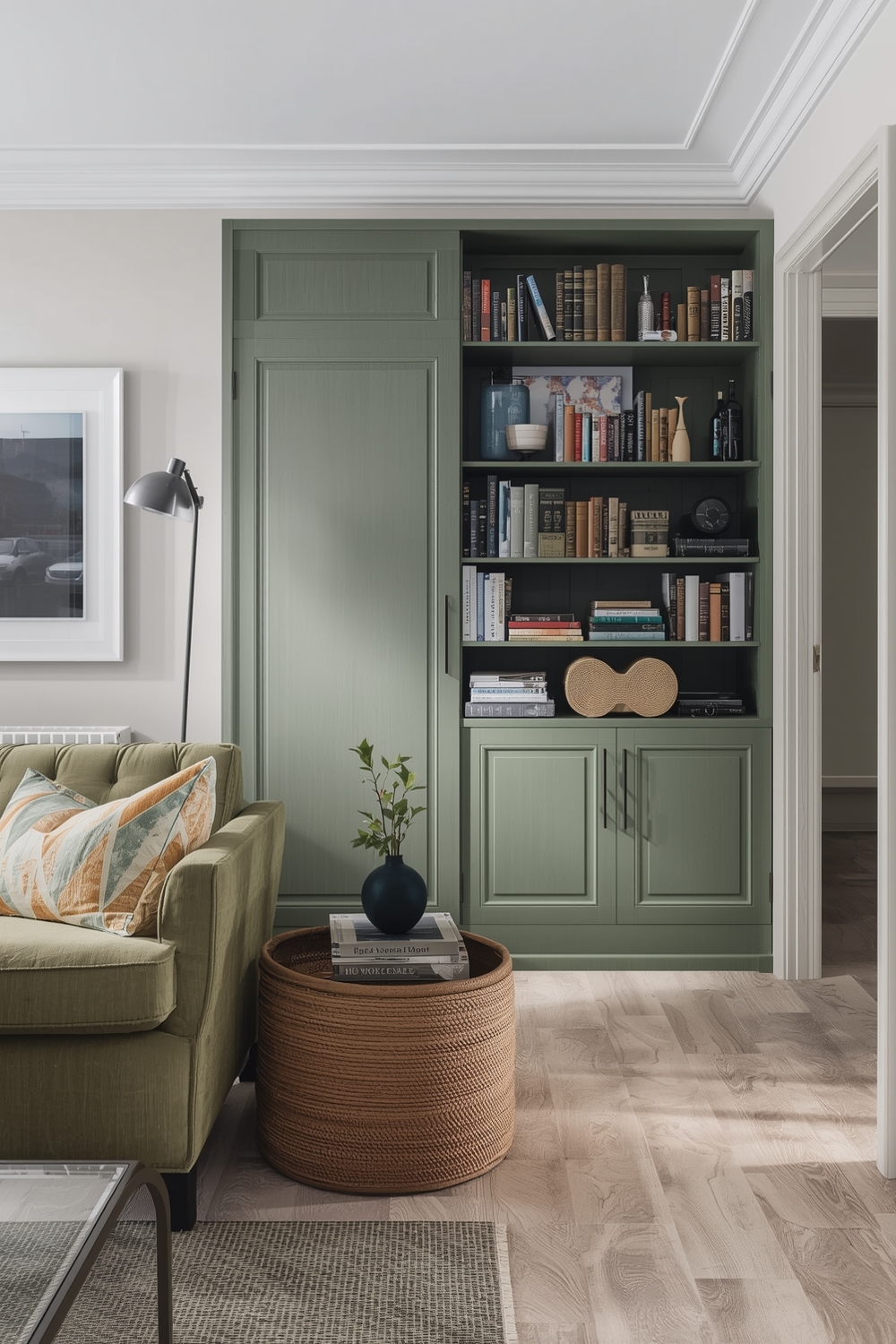 Olive Green Living Room Storage Solution Galleries