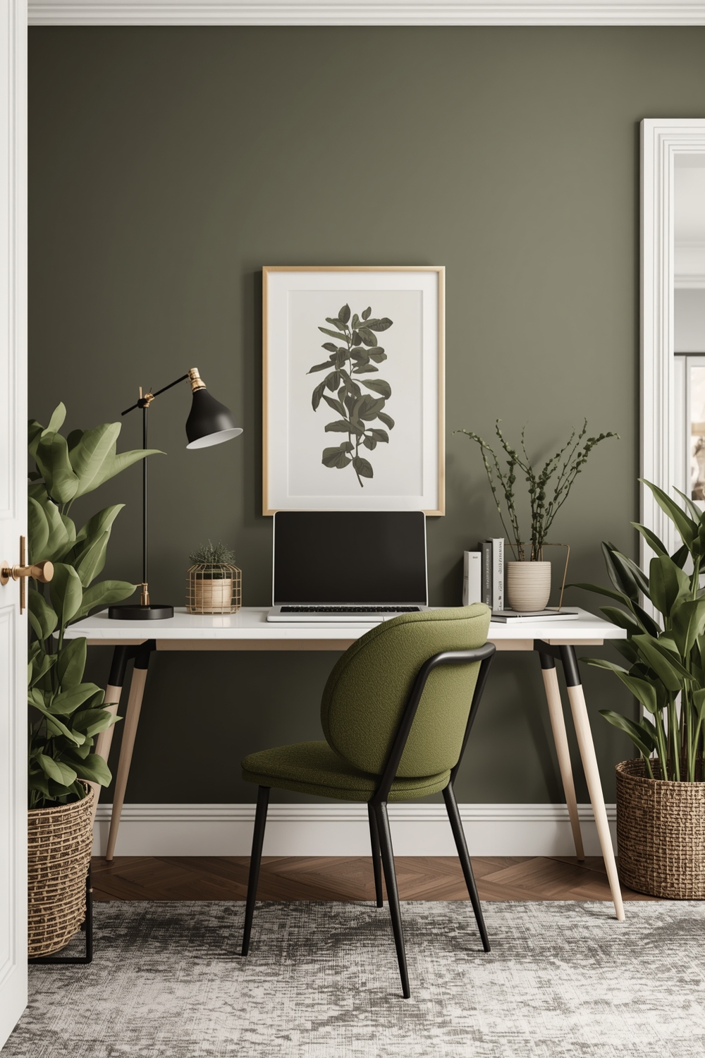 Olive Green Living Room Workspace Inspiration Examples