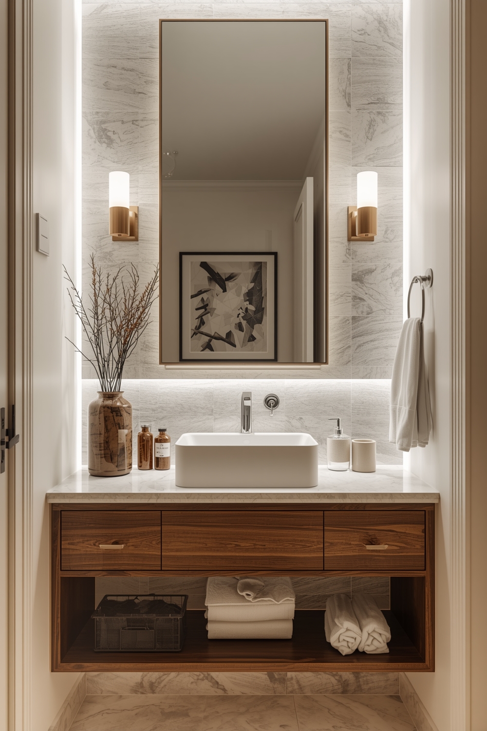Open Concept Bathroom Mirror Layout Examples