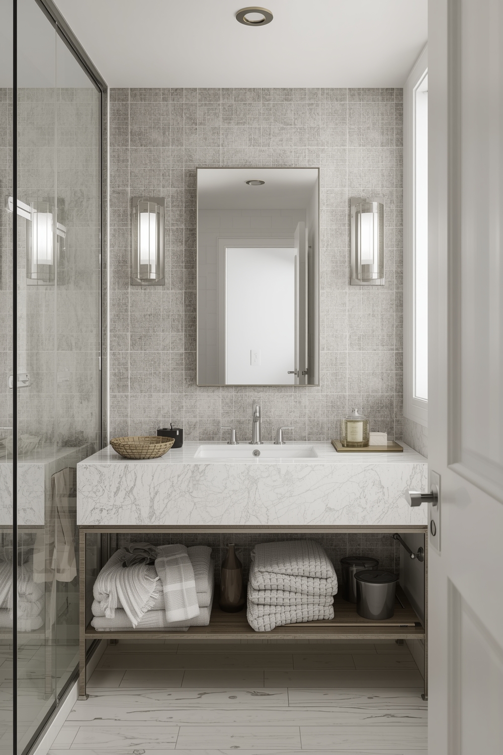 Open Concept Bathroom Mirror Layout Plans