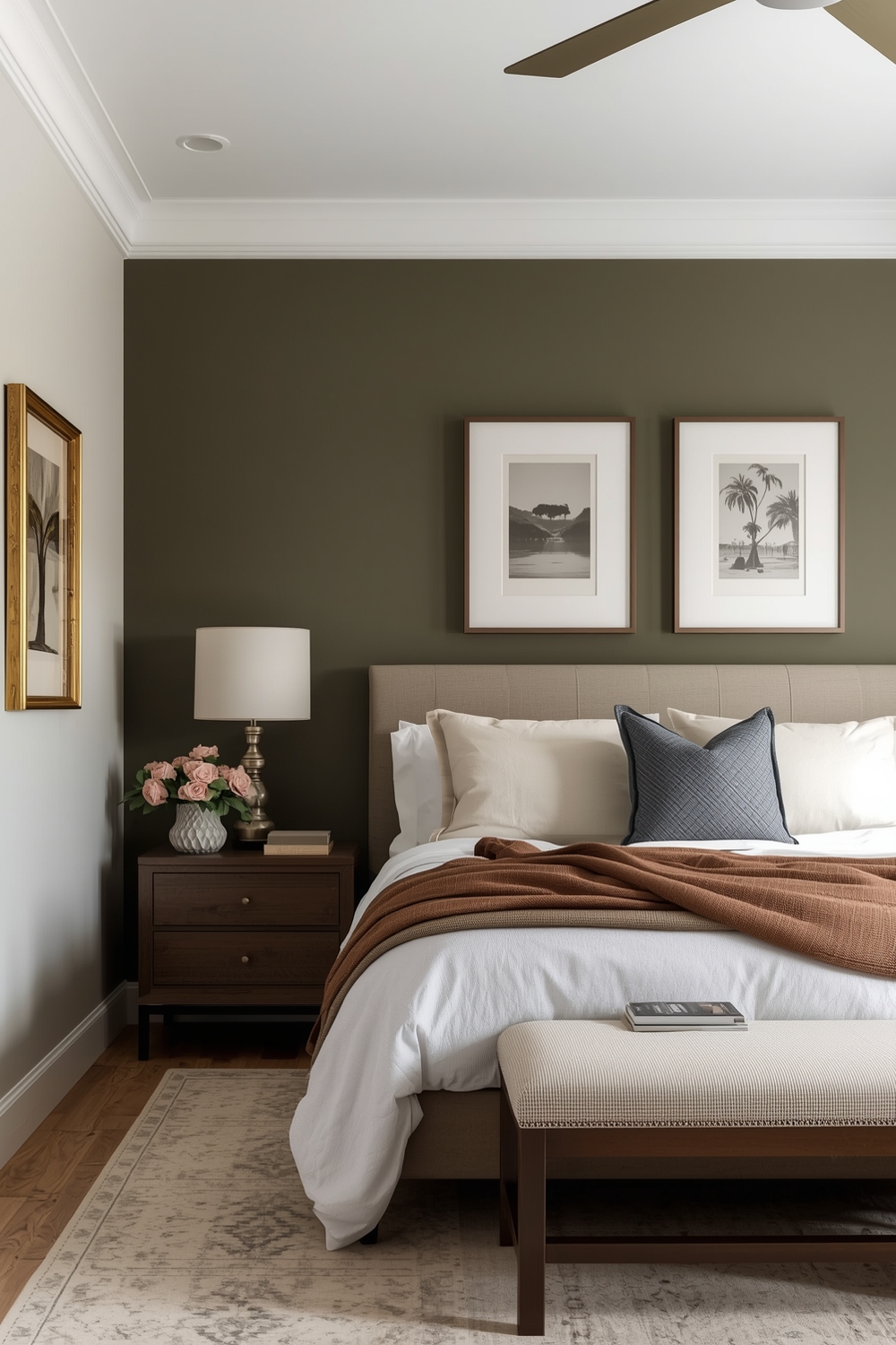Open Concept Olive Green Bedroom Layout Plans
