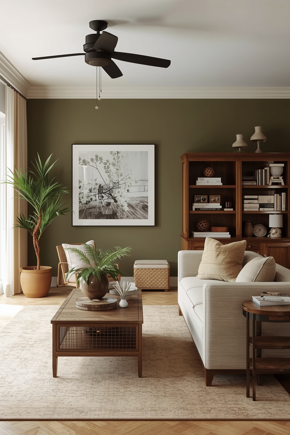 Open Concept Olive Green Living Room Design Galleries