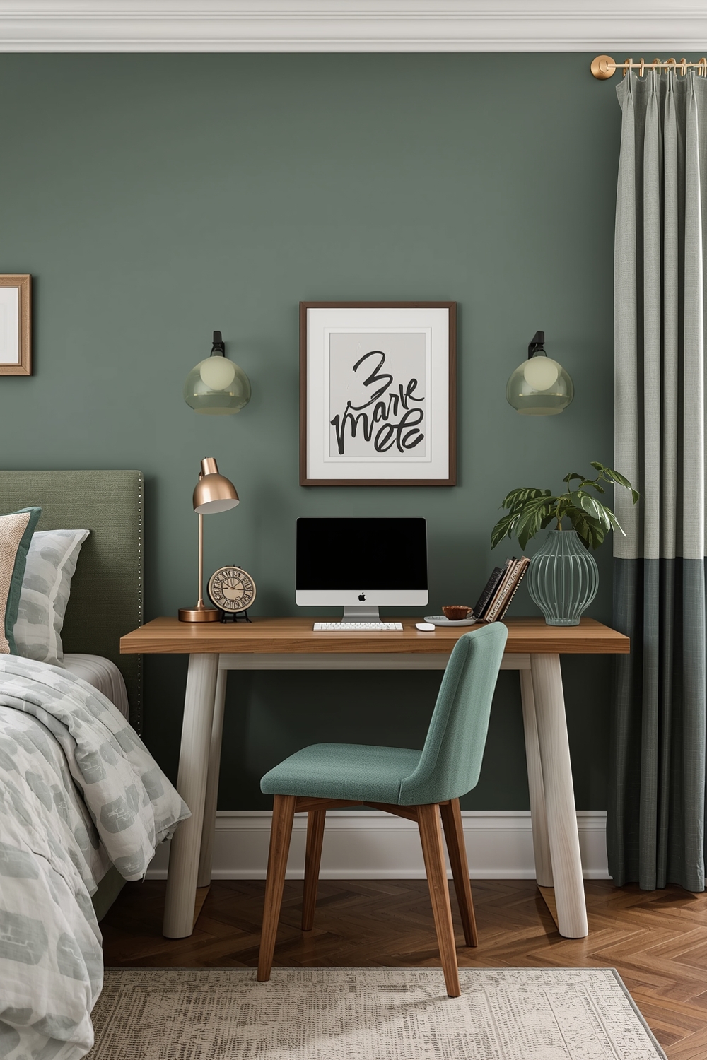Sage Green Bedroom Workspace Layout Examples