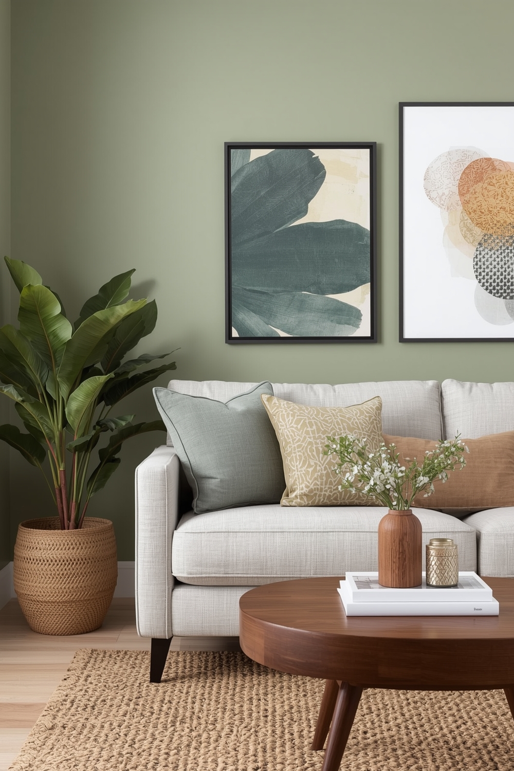 Sage Green Living Room Color Accent Boards