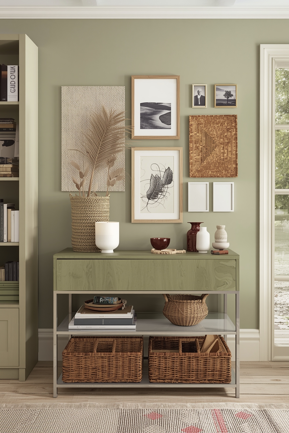 Sage Green Living Room Storage Solution Boards