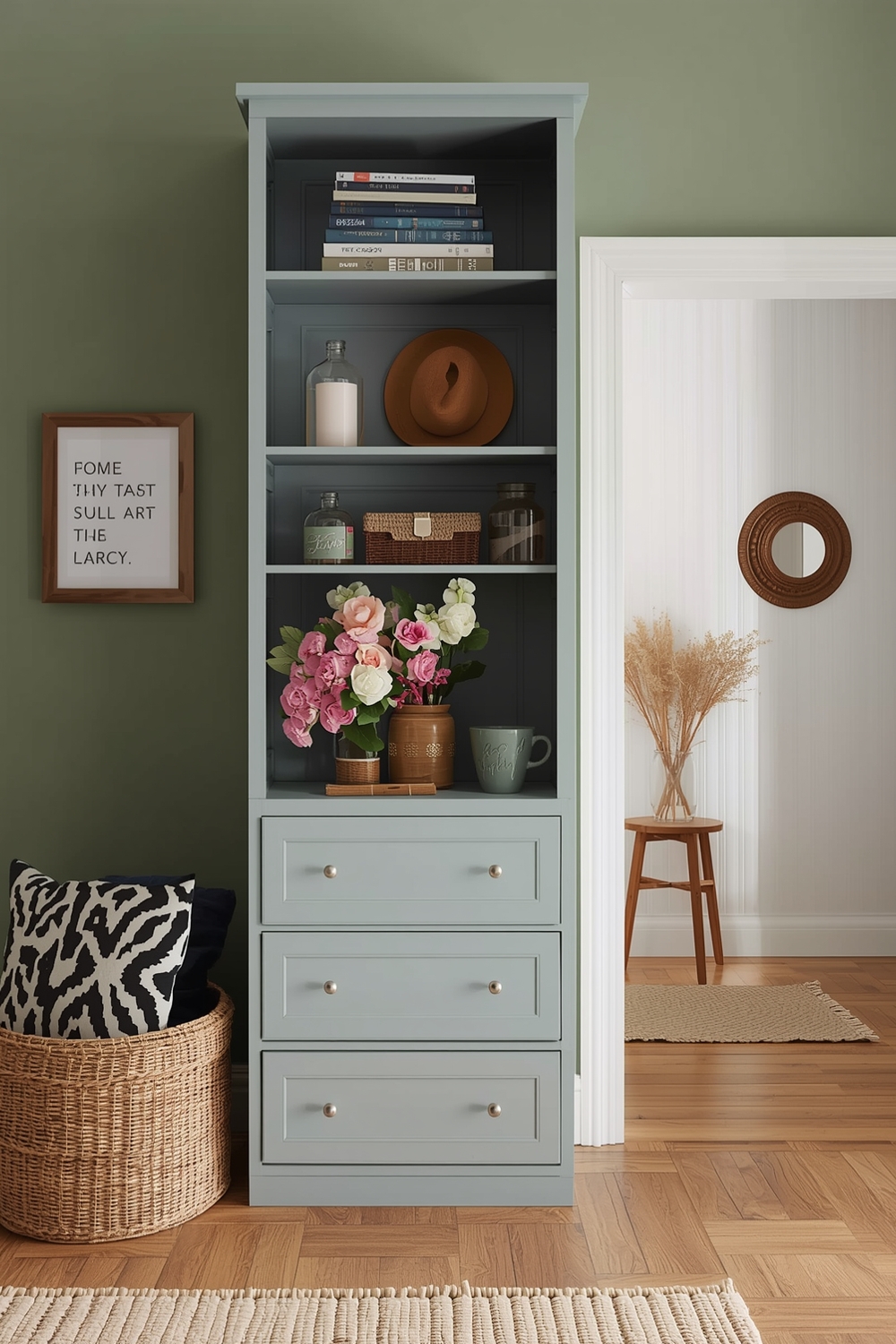 Sage Green Living Room Storage Solution Examples
