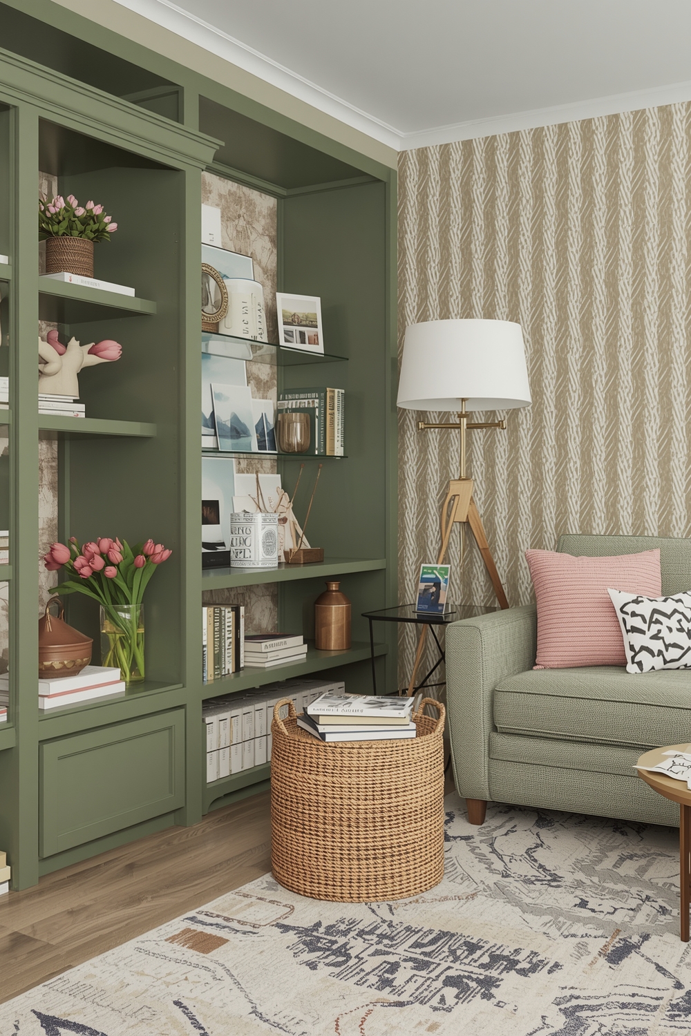 Sage Green Living Room Storage Solution Ideas