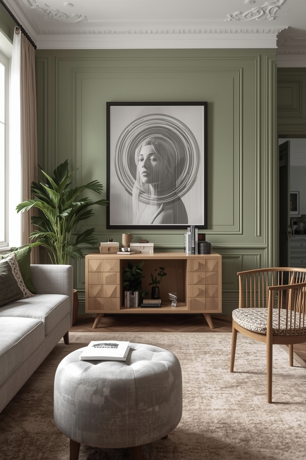 Sage Green Living Room Workspace Layout Examples