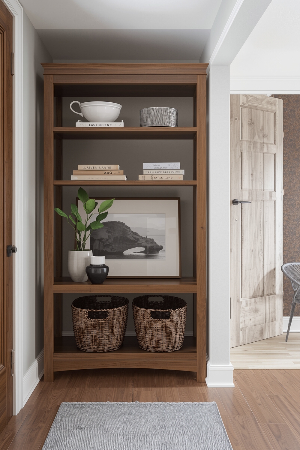 Small Entryway with Shelving Unit Ideas