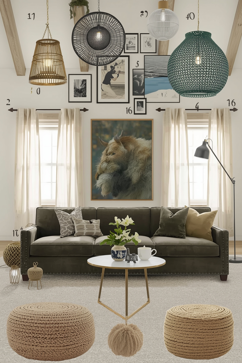 Stylish Olive Green Living Room Layout Boards