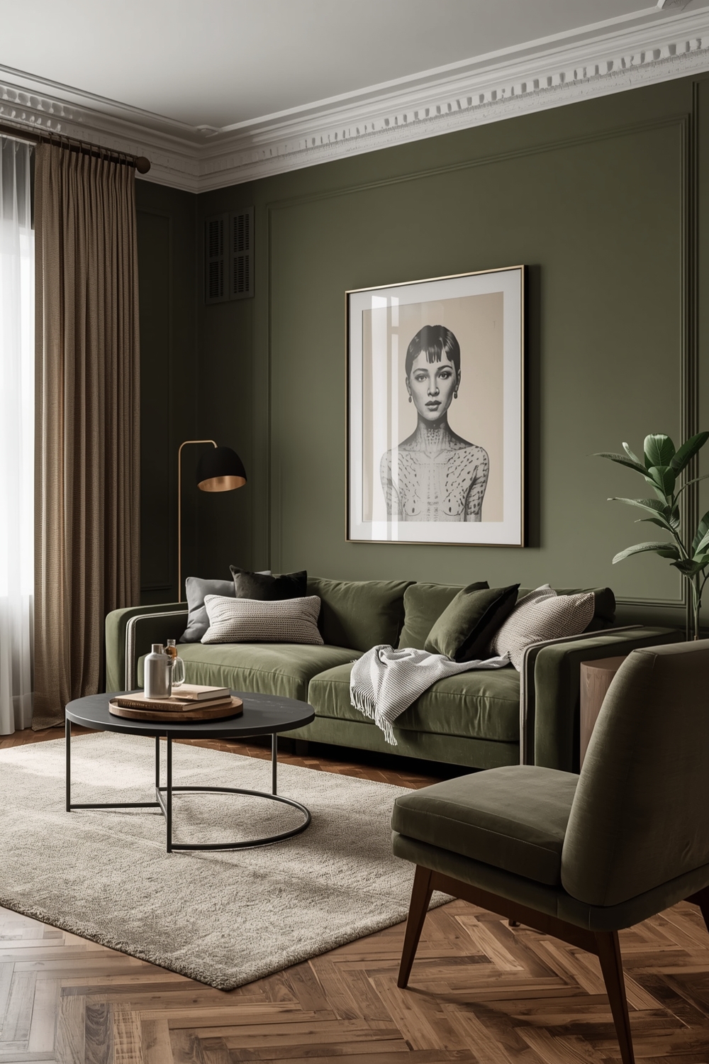 Stylish Olive Green Living Room Layout Examples