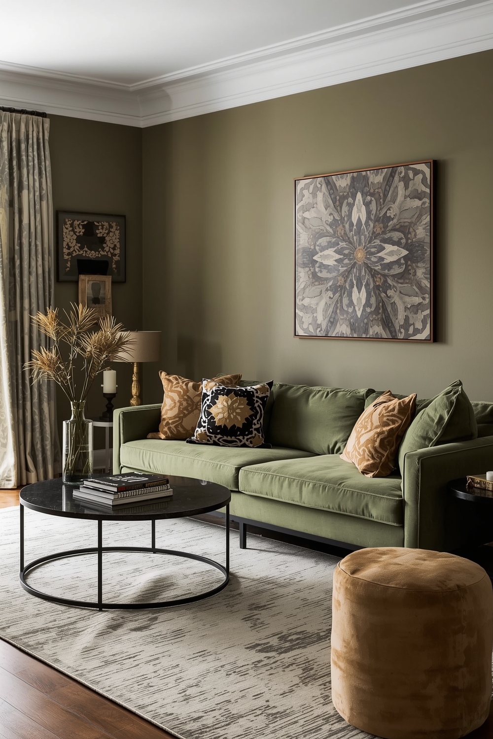 Stylish Olive Green Living Room Layout Galleries