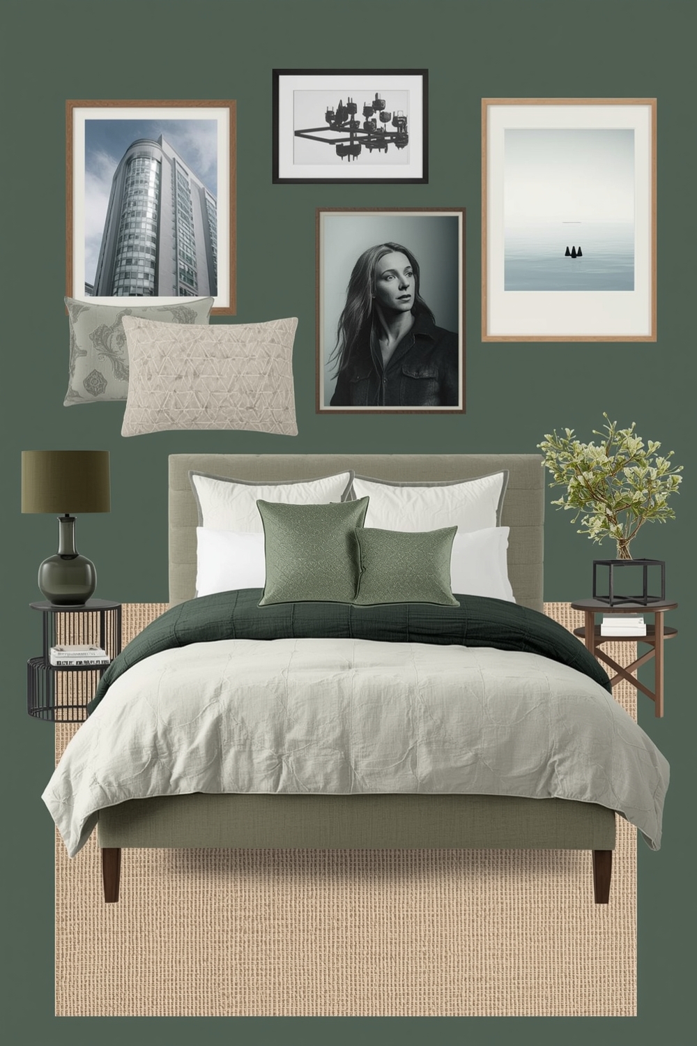 Stylish Sage Green Bedroom Layout Boards